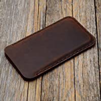 Marrón Funda De Cuero Para iPhone 11 Pro Max- XS Max- 8 Plus- 7 Plus Caja De Funda Bolsa. Cosido a mano.
